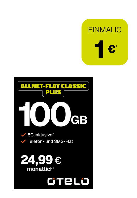 Werbeanzeige für den Mobilfunktarif „ALLNET-FLAT Classic Plus“ von Otelo.