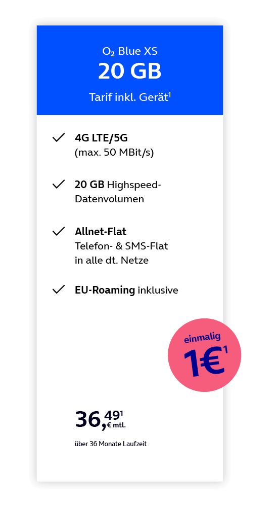 Tarifangebot der Telefongesellschaft O₂ mit dem Titel